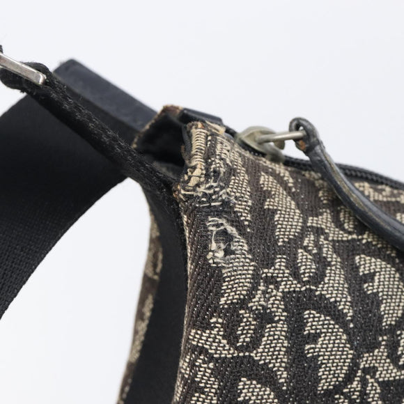 Christian Dior Trotter Canvas Shoulder Bag Black Silver Auth 207429