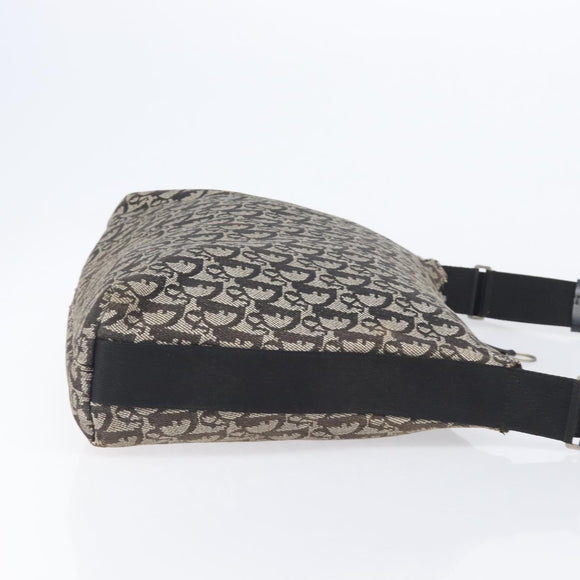 Christian Dior Trotter Canvas Shoulder Bag Black Silver Auth 207429