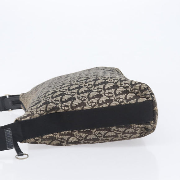 Christian Dior Trotter Canvas Shoulder Bag Black Silver Auth 207429