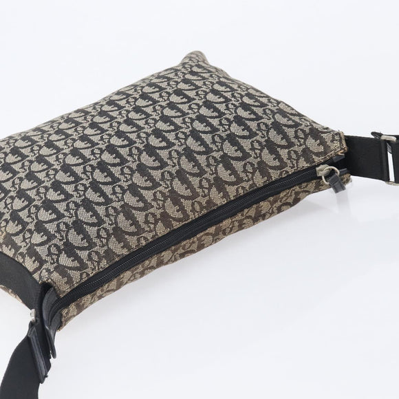 Christian Dior Trotter Canvas Shoulder Bag Black Silver Auth 207429