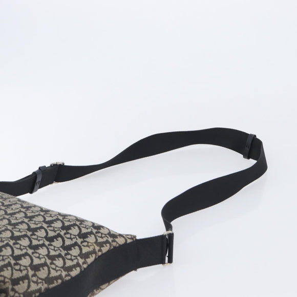 Christian Dior Trotter Canvas Shoulder Bag Black Silver Auth 207429