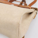 HERMES Her Bag A Dos Backpack Canvas 2way Beige Silver Auth 207431-15