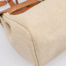 HERMES Her Bag A Dos Backpack Canvas 2way Beige Silver Auth 207431-16