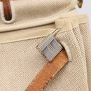 HERMES Her Bag A Dos Backpack Canvas 2way Beige Silver Auth 207431-21