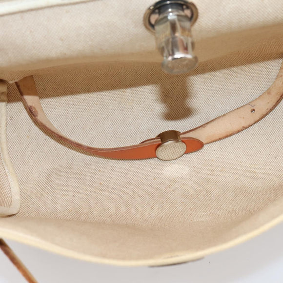 HERMES Her Bag A Dos Backpack Canvas 2way Beige Silver Auth 207431