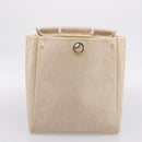 HERMES Her Bag A Dos Backpack Canvas 2way Beige Silver Auth 207431-27