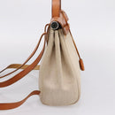 HERMES Her Bag A Dos Backpack Canvas 2way Beige Silver Auth 207431-4