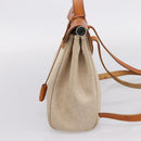 HERMES Her Bag A Dos Backpack Canvas 2way Beige Silver Auth 207431-5