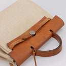 HERMES Her Bag A Dos Backpack Canvas 2way Beige Silver Auth 207431-6