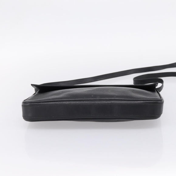 GUCCI Shoulder Bag Leather Black Gold Auth 207435