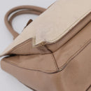 Miu Miu Madras Hand Bag Leather Beige Gold Auth 207444-16