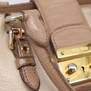 Miu Miu Madras Hand Bag Leather Beige Gold Auth 207444-20