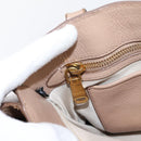 Miu Miu Madras Hand Bag Leather Beige Gold Auth 207444-26