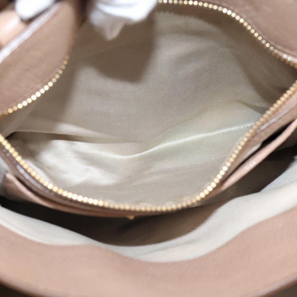 Miu Miu Madras Hand Bag Leather Beige Gold Auth 207444