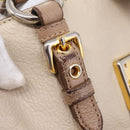 Miu Miu Madras Hand Bag Leather Beige Gold Auth 207444-9