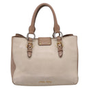 Miu Miu Madras Hand Bag Leather Beige Gold Auth 207444-2