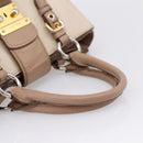 Miu Miu Madras Hand Bag Leather Beige Gold Auth 207444-7