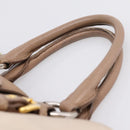 Miu Miu Madras Hand Bag Leather Beige Gold Auth 207444-14