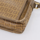 FENDI Zucchino Canvas Shoulder Bag Coated Canvas Beige Gold Auth 207445-14
