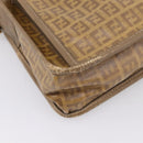 FENDI Zucchino Canvas Shoulder Bag Coated Canvas Beige Gold Auth 207445-15