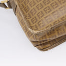 FENDI Zucchino Canvas Shoulder Bag Coated Canvas Beige Gold Auth 207445-9