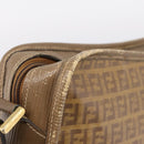 FENDI Zucchino Canvas Shoulder Bag Coated Canvas Beige Gold Auth 207445-10