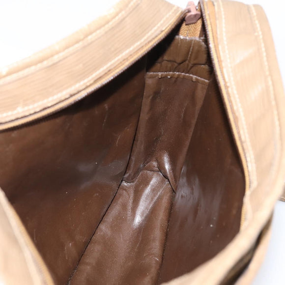 FENDI Zucchino Canvas Shoulder Bag Coated Canvas Beige Gold Auth 207445