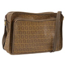 FENDI Zucchino Canvas Shoulder Bag Coated Canvas Beige Gold Auth 207445-1