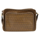 FENDI Zucchino Canvas Shoulder Bag Coated Canvas Beige Gold Auth 207445-13