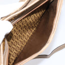 FENDI Zucchino Canvas Shoulder Bag Coated Canvas Beige Gold Auth 207445-21