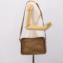 FENDI Zucchino Canvas Shoulder Bag Coated Canvas Beige Gold Auth 207445-22