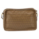 FENDI Zucchino Canvas Shoulder Bag Coated Canvas Beige Gold Auth 207445-2