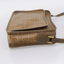 FENDI Zucchino Canvas Shoulder Bag Coated Canvas Beige Gold Auth 207445-4