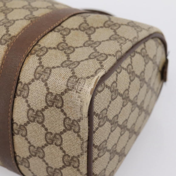 GUCCI GG Supreme Web Sherry Line Boston Bag PVC Beige Gold 40 02 006 Auth 207447