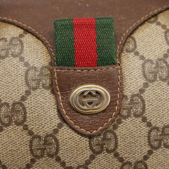 GUCCI GG Supreme Web Sherry Line Boston Bag PVC Beige Gold 40 02 006 Auth 207447
