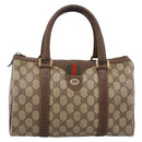 GUCCI GG Supreme Web Sherry Line Boston Bag PVC Beige Gold 40 02 006 Auth 207447-13