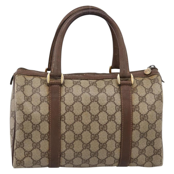 GUCCI GG Supreme Web Sherry Line Boston Bag PVC Beige Gold 40 02 006 Auth 207447