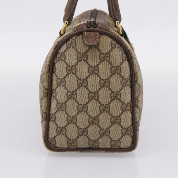 GUCCI GG Supreme Web Sherry Line Boston Bag PVC Beige Gold 40 02 006 Auth 207447