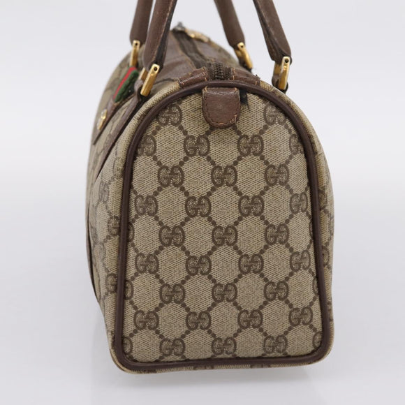 GUCCI GG Supreme Web Sherry Line Boston Bag PVC Beige Gold 40 02 006 Auth 207447