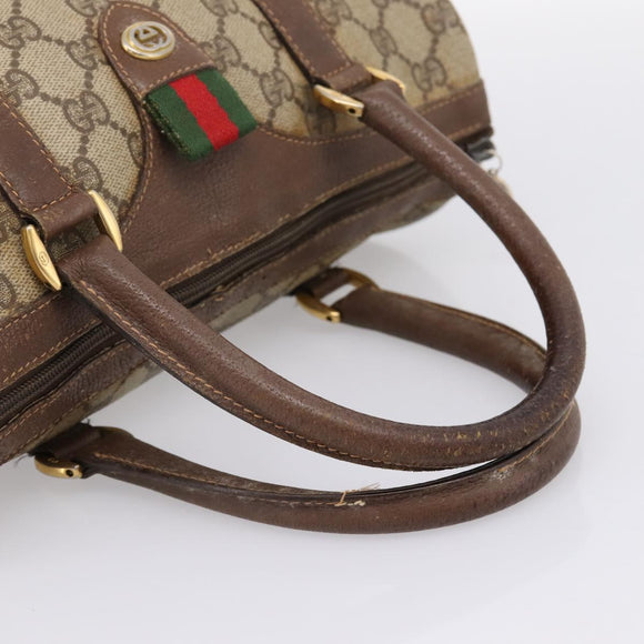 GUCCI GG Supreme Web Sherry Line Boston Bag PVC Beige Gold 40 02 006 Auth 207447