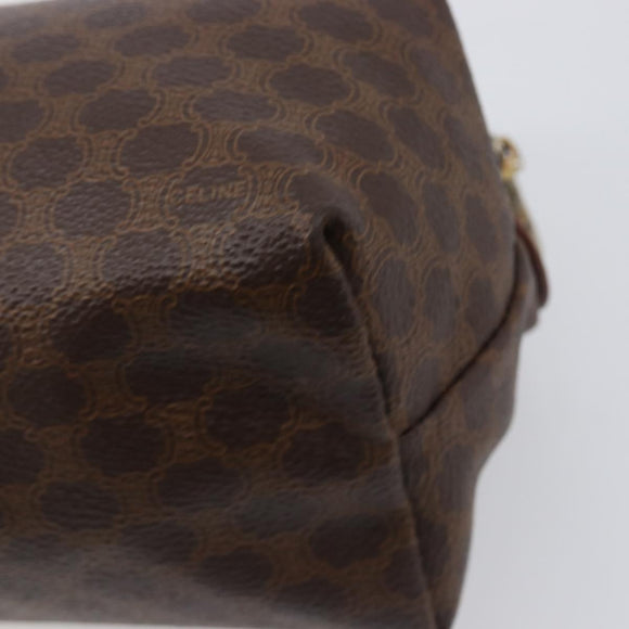 CELINE Macadam Canvas Pouch PVC Leather Brown Gold Auth 207448