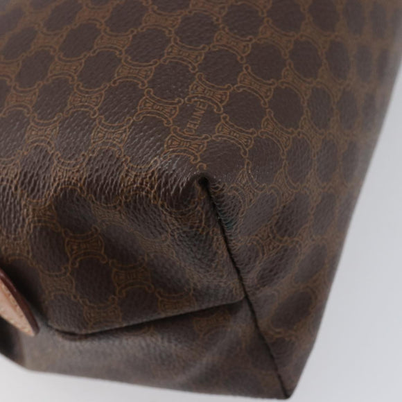 CELINE Macadam Canvas Pouch PVC Leather Brown Gold Auth 207448
