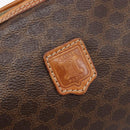 CELINE Macadam Canvas Pouch PVC Leather Brown Gold Auth 207448-17