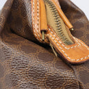 CELINE Macadam Canvas Pouch PVC Leather Brown Gold Auth 207448-8