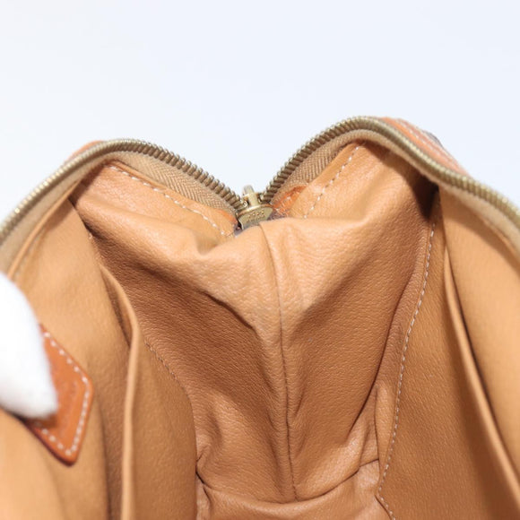 CELINE Macadam Canvas Pouch PVC Leather Brown Gold Auth 207448