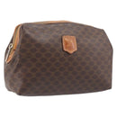 CELINE Macadam Canvas Pouch PVC Leather Brown Gold Auth 207448-1