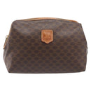 CELINE Macadam Canvas Pouch PVC Leather Brown Gold Auth 207448-13