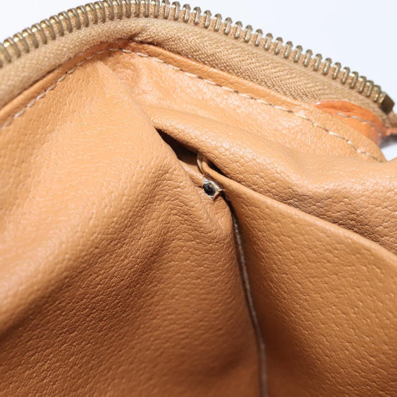 CELINE Macadam Canvas Pouch PVC Leather Brown Gold Auth 207448