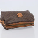 CELINE Macadam Canvas Pouch PVC Leather Brown Gold Auth 207448-5