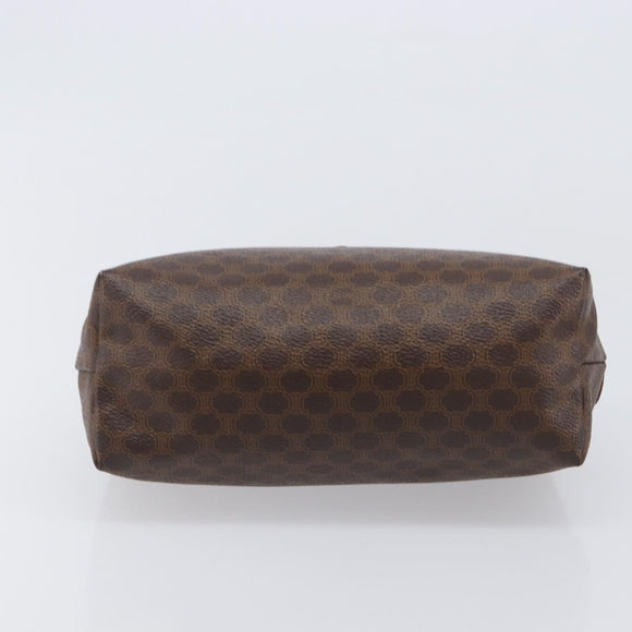 CELINE Macadam Canvas Pouch PVC Leather Brown Gold Auth 207448